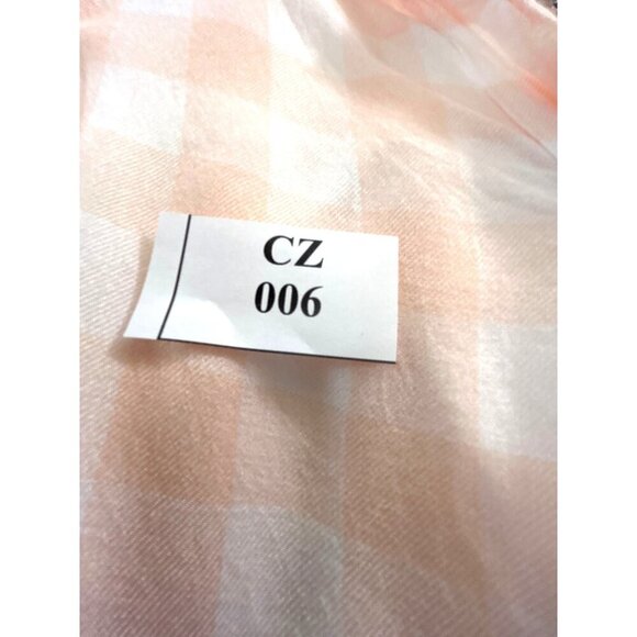 Fever Womens Top Button Sleeveless Hi Lo Split Back Melon/White Squares Size L - Picture 6 of 6